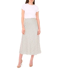 Vince Camuto Striped Midi A-Line Skirt