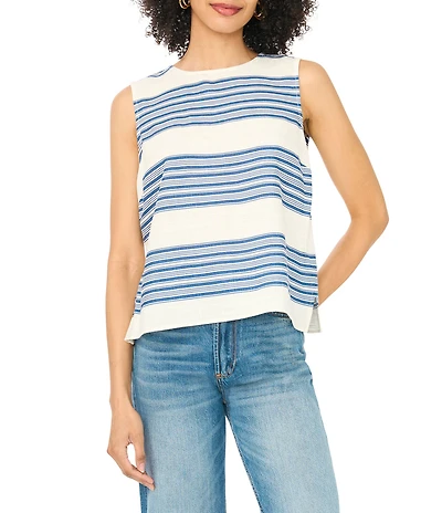 Vince Camuto Striped Round Neck Sleeveless Blouse