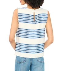 Vince Camuto Striped Round Neck Sleeveless Blouse