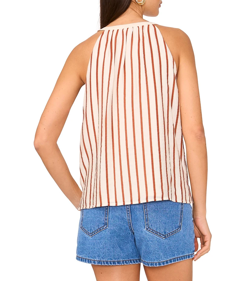 Vince Camuto Striped Split V-Neck Sleeveless Tank