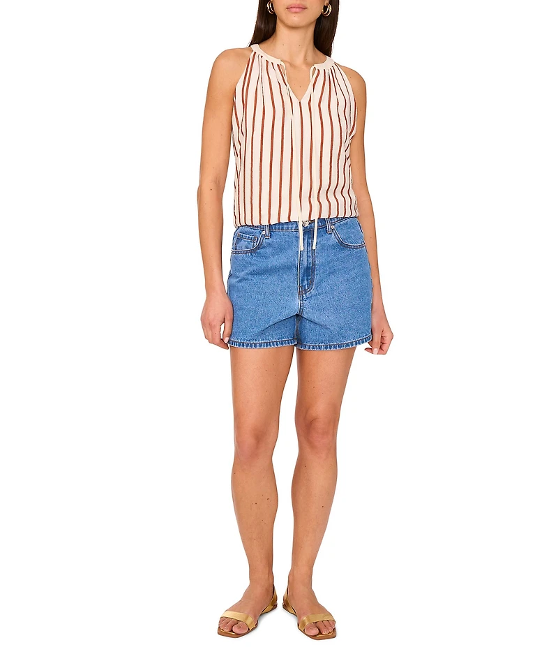 Vince Camuto Striped Split V-Neck Sleeveless Tank