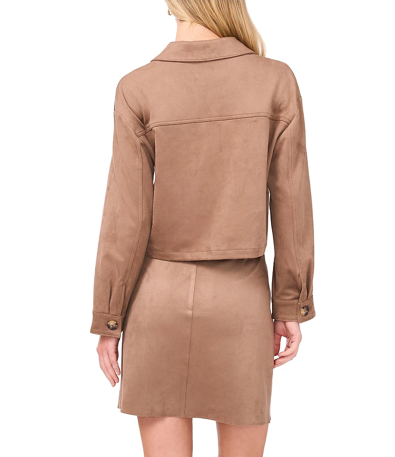 Vince Camuto Suede Point Collar Long Sleeve Cropped Utility Jacket