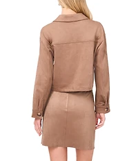 Vince Camuto Suede Point Collar Long Sleeve Cropped Utility Jacket