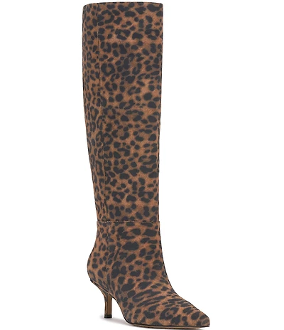 Vince Camuto Tansie Leopard Print Suede Knee High Boots