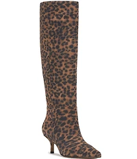 Vince Camuto Tansie Leopard Print Suede Knee High Boots