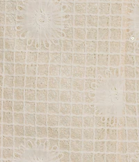 Vince Camuto Textured Square Neck Short Sleeve Ruched Shift Mini Dress