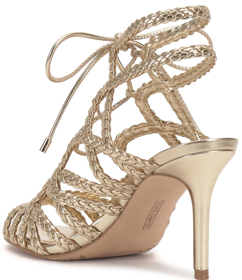 Vince Camuto Tilly Braided Metallic Caged Lace Up Dress Sandals