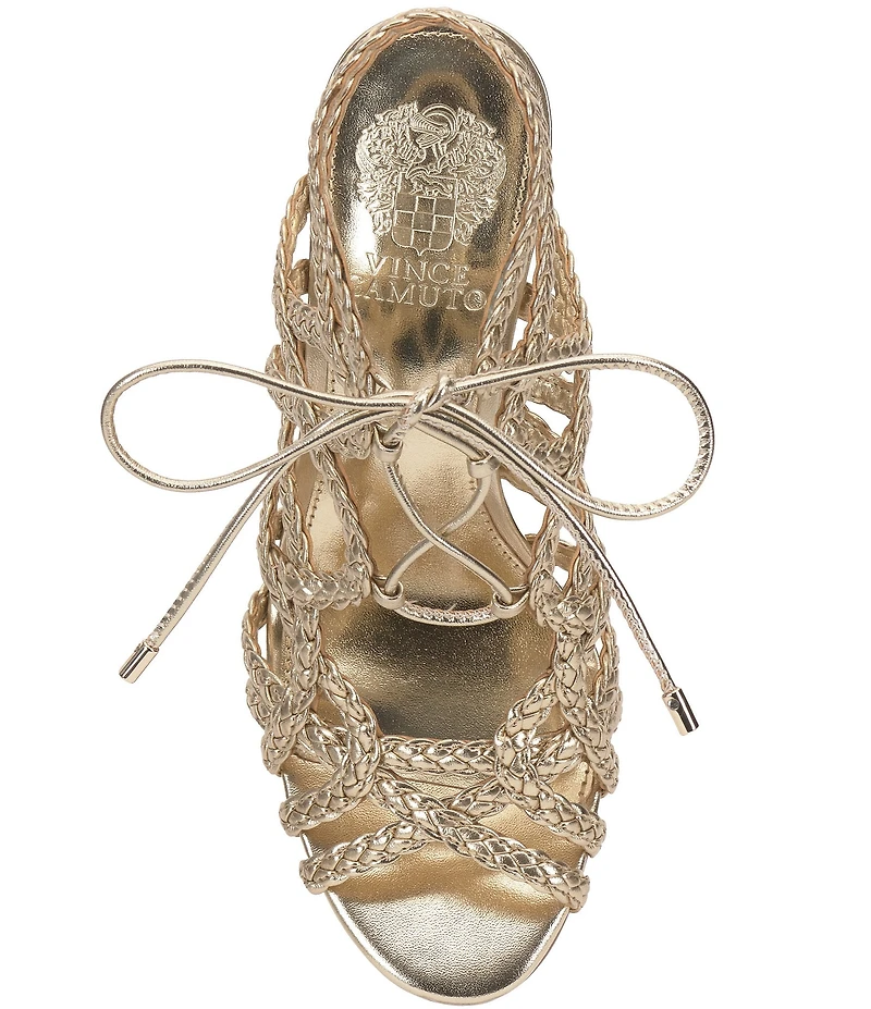 Vince Camuto Tilly Braided Metallic Caged Lace Up Dress Sandals