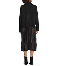 Vince Camuto Turtleneck Long Sleeve Twofer Slip Midi Dress