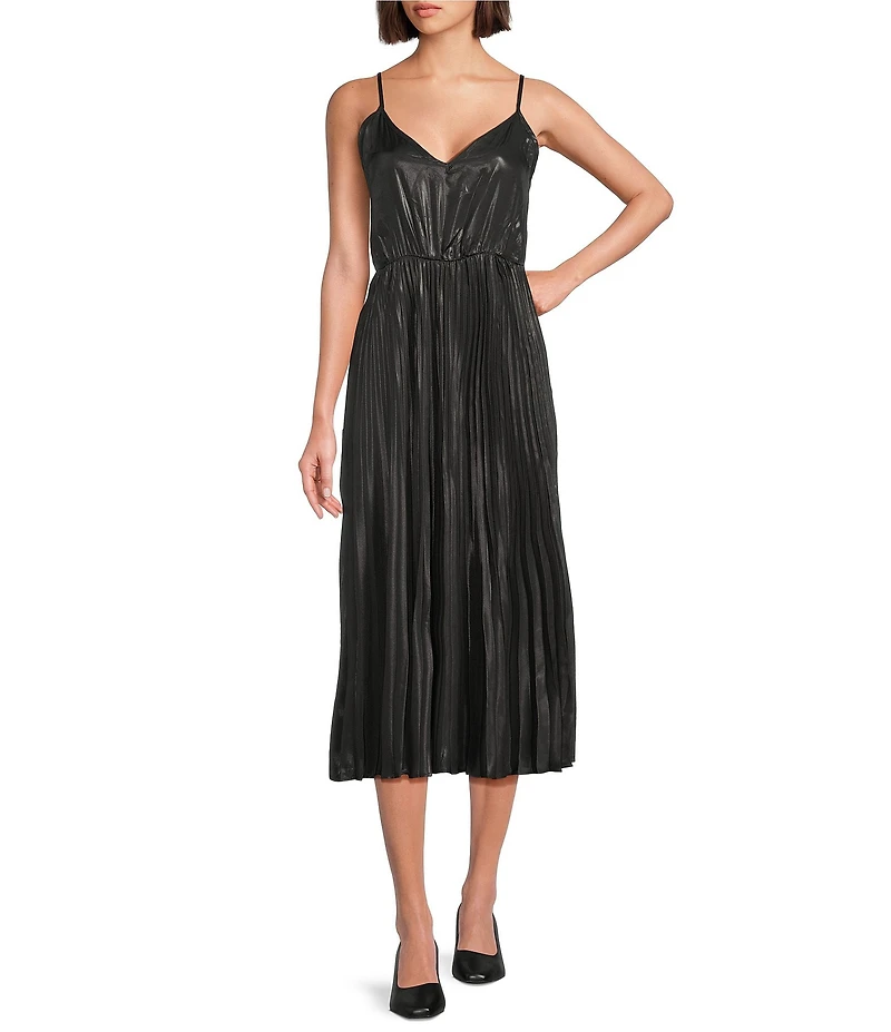 Vince Camuto Turtleneck Long Sleeve Twofer Slip Midi Dress