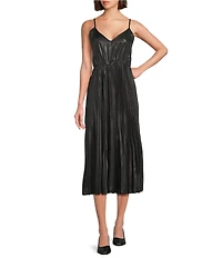 Vince Camuto Turtleneck Long Sleeve Twofer Slip Midi Dress