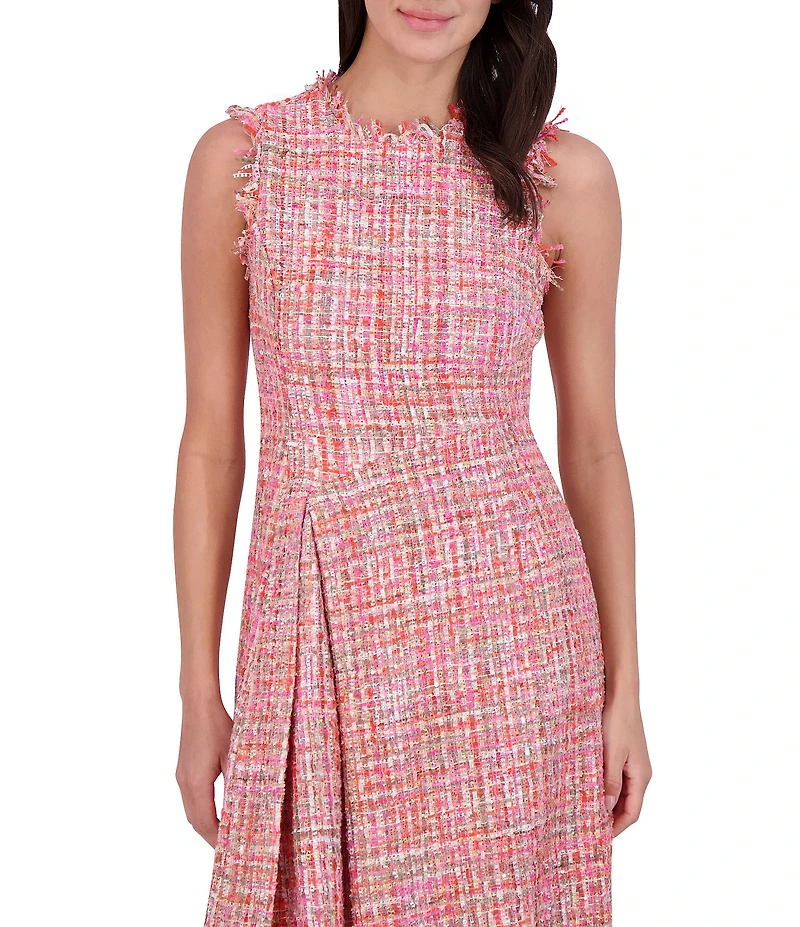 Vince Camuto Tweed Round Neck Sleeveless Asymmetrical A-Line Dress