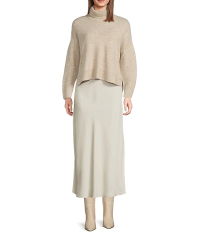 Vince Camuto Twofer Long Sleeve Mock Neckline Maxi Sweater Dress