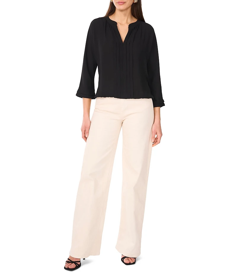Vince Camuto V-Neck 3/4 Sleeve Pleated Blouse