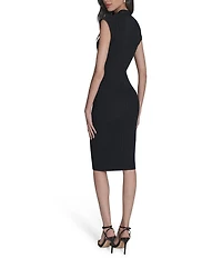 Vince Camuto V-Neck Cap Sleeve Button Front Sweater Dress