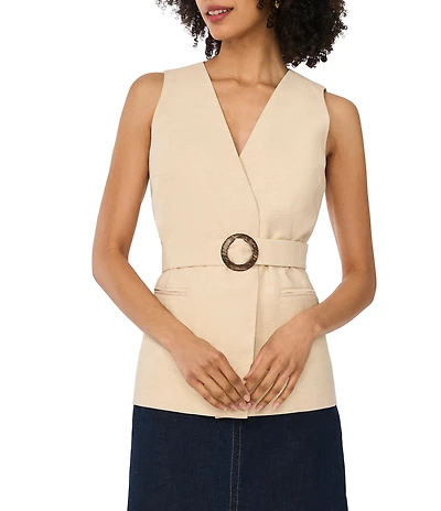 Vince Camuto V-Neck Sleeveless Belted Wrap Vest