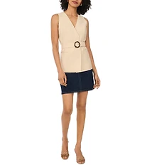 Vince Camuto V-Neck Sleeveless Belted Wrap Vest