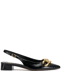 Vince Camuto Valiey Crinkle Patent Chain Link Hardware Slingback Pumps