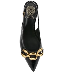 Vince Camuto Valiey Crinkle Patent Chain Link Hardware Slingback Pumps
