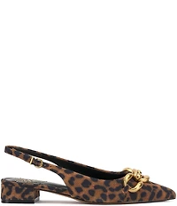 Vince Camuto Valiey Leopard Print Suede Chain Link Hardware Slingback Pumps