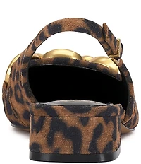 Vince Camuto Valiey Leopard Print Suede Chain Link Hardware Slingback Pumps