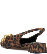 Vince Camuto Valiey Leopard Print Suede Chain Link Hardware Slingback Pumps