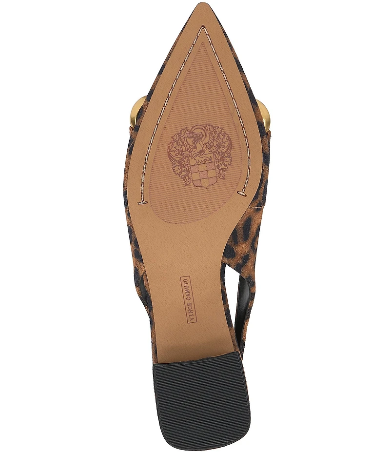 Vince Camuto Valiey Leopard Print Suede Chain Link Hardware Slingback Pumps