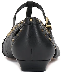 Vince Camuto Valkie Studded Leather T-Strap Pointed Toe Flats