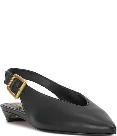 Vince Camuto Valther Leather Kitten Heel Slingback Flats