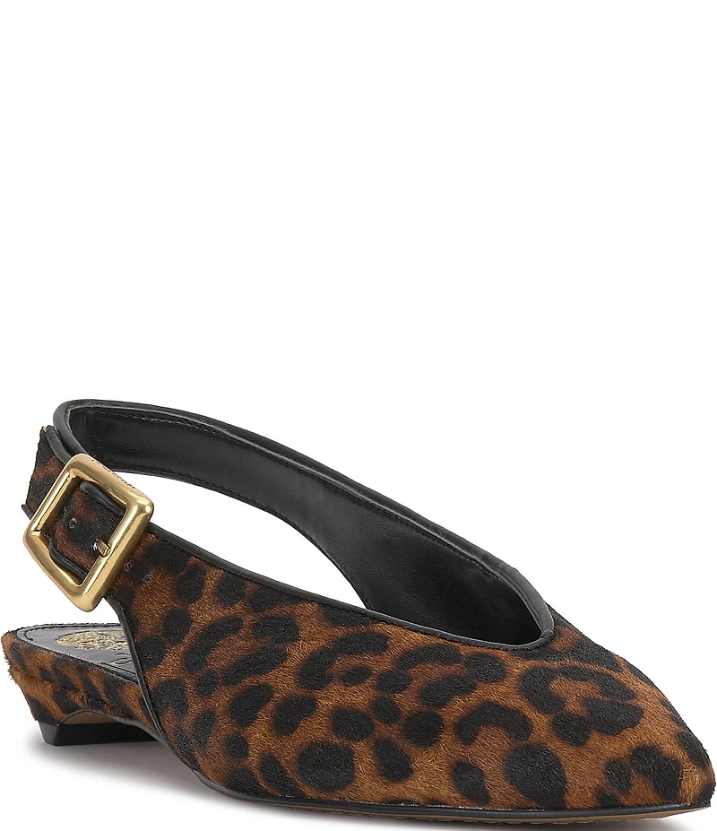 Vince Camuto Valther Leopard Print Haircalf Kitten Heel Slingback Flats