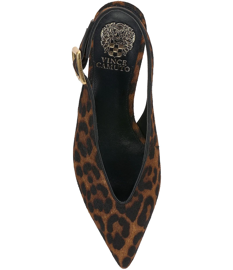 Vince Camuto Valther Leopard Print Haircalf Kitten Heel Slingback Flats