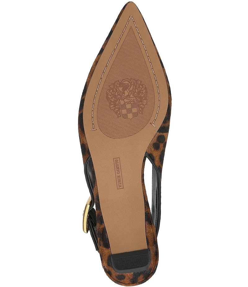 Vince Camuto Valther Leopard Print Haircalf Kitten Heel Slingback Flats