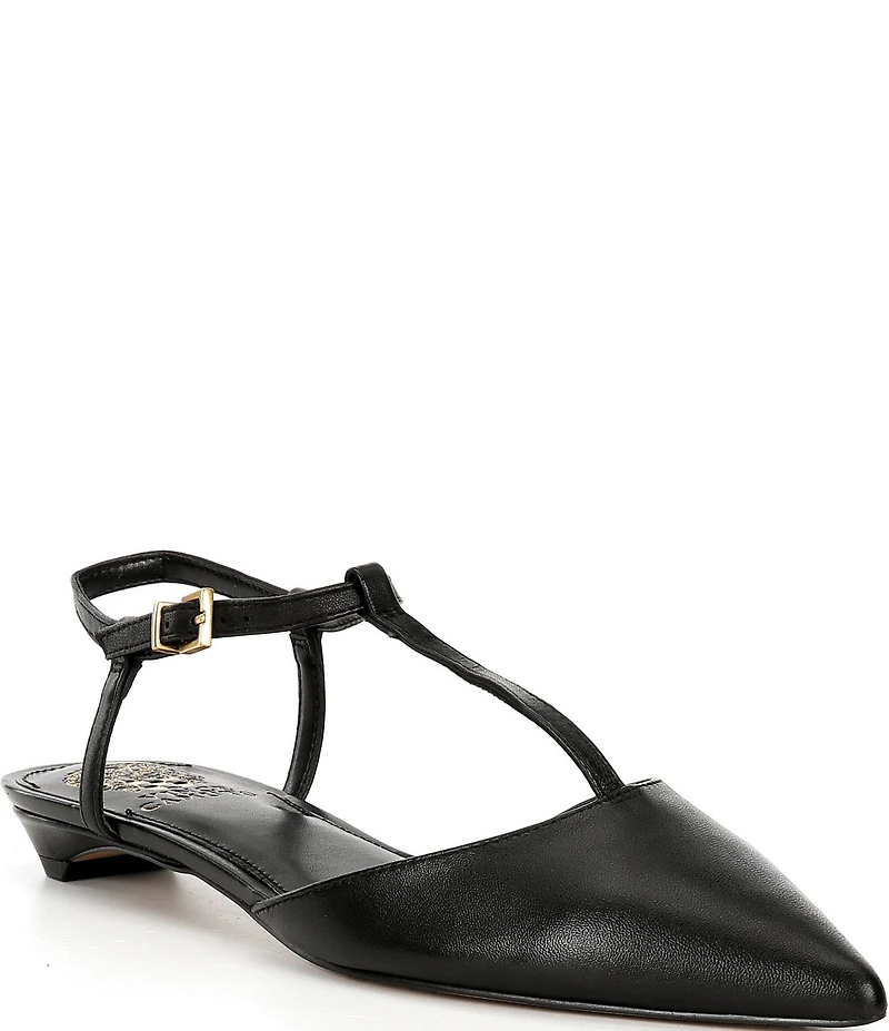 Vince Camuto Varena Leather T-Strap Flats