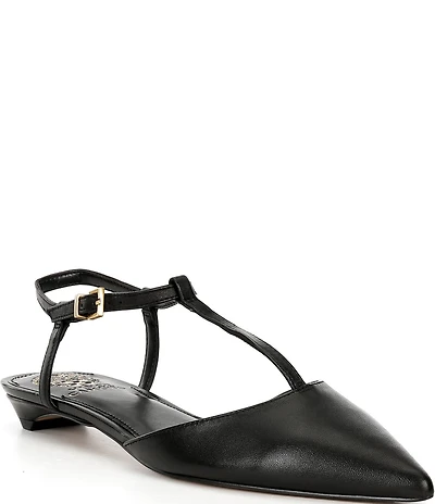 Vince Camuto Varena Leather T-Strap Flats