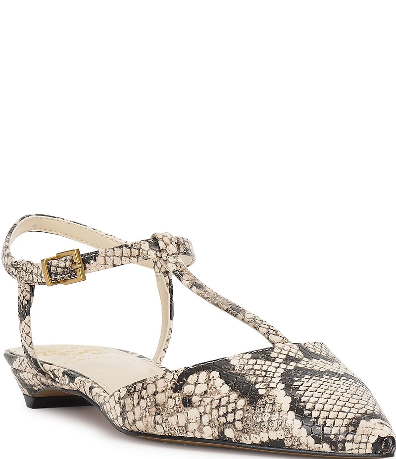 Vince Camuto Varena Snake Print T-Strap Flats