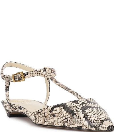Vince Camuto Varena Snake Print T-Strap Flats
