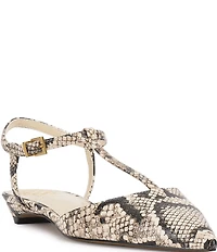 Vince Camuto Varena Snake Print T-Strap Flats
