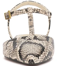 Vince Camuto Varena Snake Print T-Strap Flats