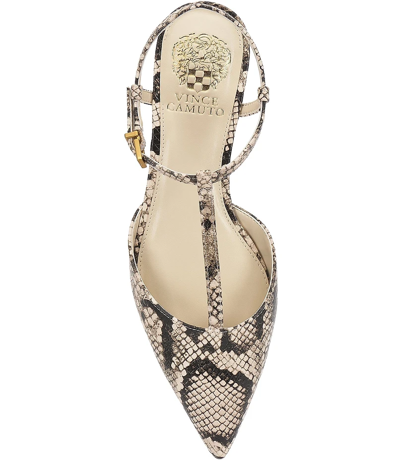 Vince Camuto Varena Snake Print T-Strap Flats