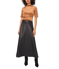 Vince Camuto Velvet Mesh Mock Neck 3/4 Sleeve Top
