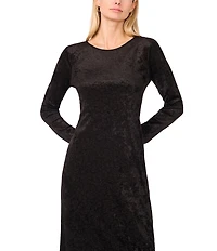 Vince Camuto Velvet Mesh Round Neck Long Sleeve Dress