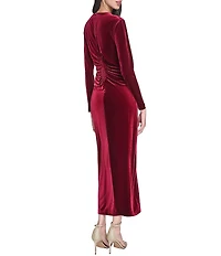Vince Camuto Velvet Round Neck Long Sleeve Midi Sheath Dress