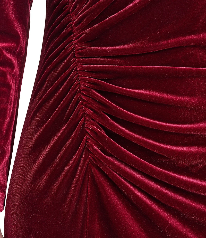 Vince Camuto Velvet Round Neck Long Sleeve Midi Sheath Dress