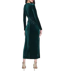 Vince Camuto Velvet Round Neck Long Sleeve Midi Sheath Dress