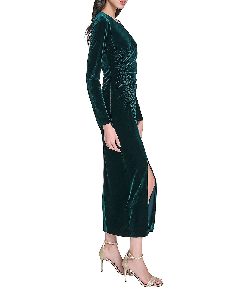Vince Camuto Velvet Round Neck Long Sleeve Midi Sheath Dress