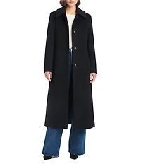 Vince Camuto Wool Banana Stand Collar Long Sleeve Single Breasted Coat