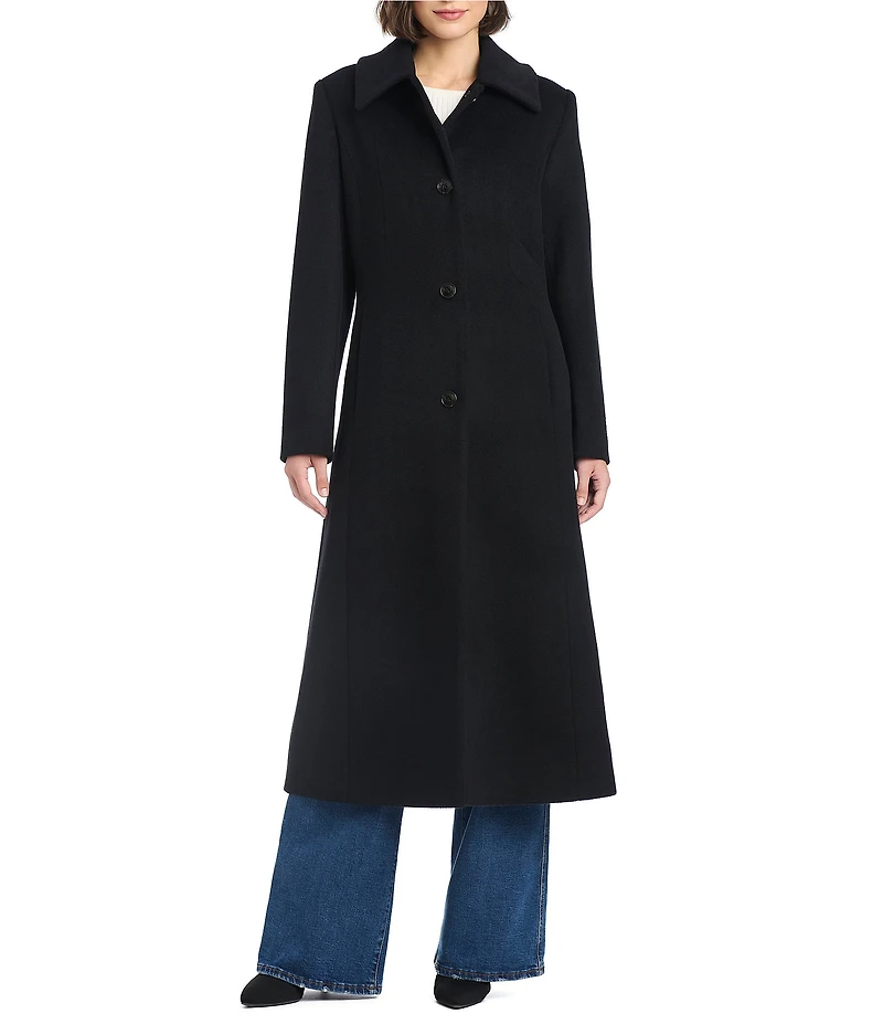 Vince Camuto Wool Banana Stand Collar Long Sleeve Single Breasted Coat