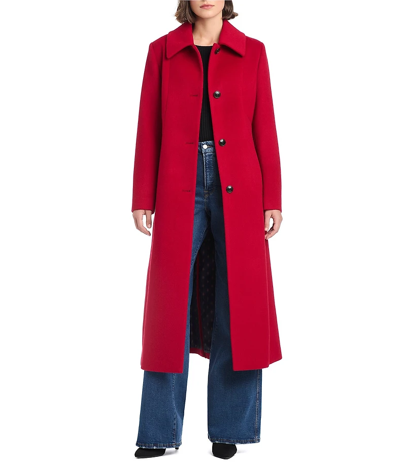 Vince Camuto Wool Banana Stand Collar Long Sleeve Single Breasted Coat