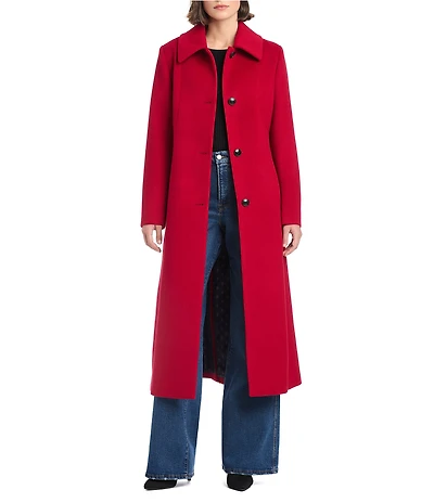 Vince Camuto Wool Banana Stand Collar Long Sleeve Single Breasted Coat