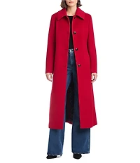 Vince Camuto Wool Banana Stand Collar Long Sleeve Single Breasted Coat